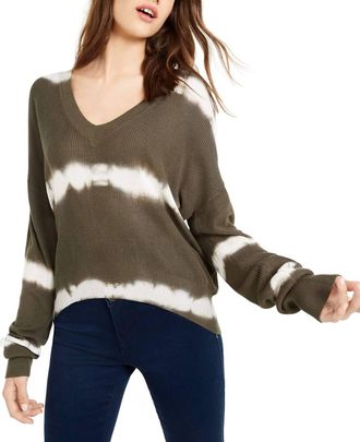 Crave Fame Juniors Tie Dyed Pullover Sweater In Green