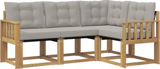 vidaXL Conjunto De Sof&aacute;s De Exterior 4 Uds. Blanco Y Gris Claro Vidaxl