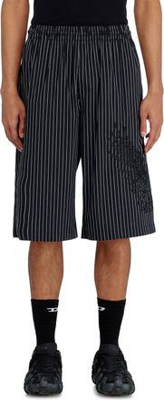 Diesel Pinstripe shorts with Phoenix embroidery - Shorts - Man - Black