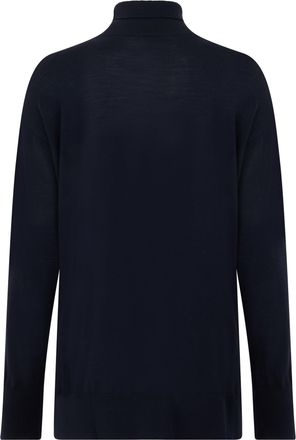 Max Mara Womens High-Neck Sweater Blue Virgin Wool