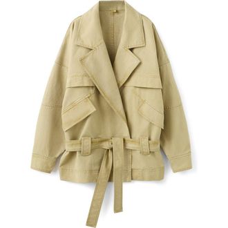 Mango Belted Denim Jacket in Medium Brown at Nordstrom, Size Large