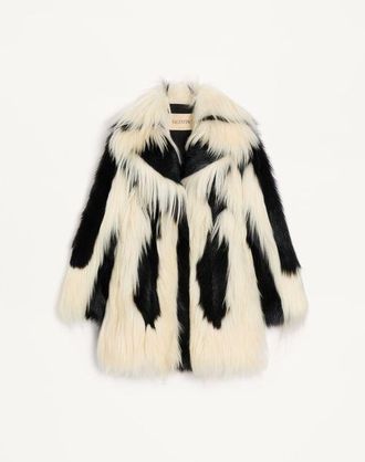 Valentino Cappotto In Shearling Donna NERO/AVORIO 38