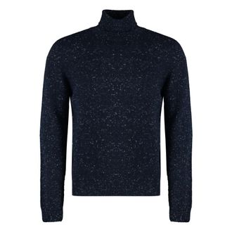 THE (ALPHABET) Cashmere Knitwear, male, Blue, M, THE (Knit) - Cashmere blend turtleneck Jumper