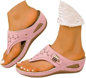 Generic Sandals for Women Womens Sandals & Slides Orthopedic Arch Support Flip Flops Toe Post Slides for Women UK Wide Fit Summer Shoe Non-Slip Beach Shoes To