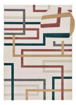 Atticgo Alfombra con relieve geométrica blanco/multicolor 160x230 cm