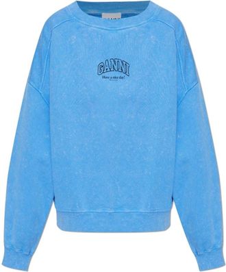 Ganni Sweatshirt met logoprint - Dames - Sweatshirts - Blauw - XS - Katoen - Hoodies & sweatvesten