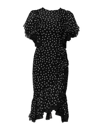 Dolce & Gabbana Womens Black White Lace Polka Dot Chiffon Dress And Silk Cotton Nylon