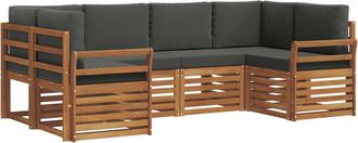 vidaXL Conjunto De Sof&aacute;s De Exterior 6 Uds. Natural Y Antracita Vidaxl