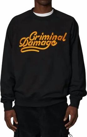 Criminal Damage Pullman Long Sleeve Sweatshirt In Black/mustard