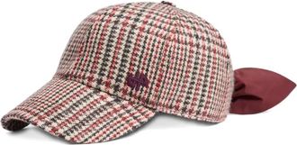 Patou Cappello da baseball in lana con motivo pied-de-poule - Rosso