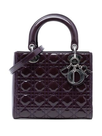 Dior 2015 Medium Patent Cannage Lady Dior satchel - Purple