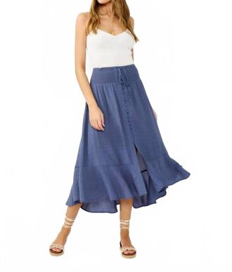 Lovestitch Smocked Waist Skirt In Blue