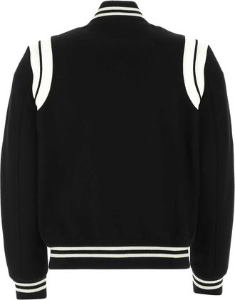 Saint Laurent Mens Black Wool Blend Bomber Jacket 1070 Mix Giubbini