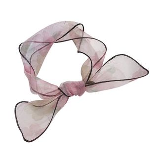 Generic Ladies Autumn Winter Chiffon Lightweight Printing Silk Scarf Multi-Use Small Square Scarf Neckerchief Short Neck Tie Scarf For Girl Women Birthday X 1