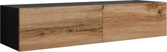 Mirjan24 Mobilier1 - Mueble Tv Venenou 125, Negro + Roble Wotan, N&uacute;mero De Puertas: 0, N&uacute;mero De Cajones: 0, 140x30x40cm