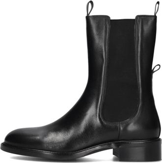 Stefano Lauran Zwarte Leren Enkellaarzen - Dames - Chelseaboots - Zwart - 39 EU - Wol - Schoenen
