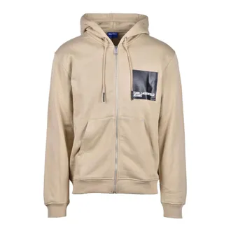 Karl Lagerfeld Zip-throughs, male, Beige, Size: M Felpa Zip-through Sweatshirt