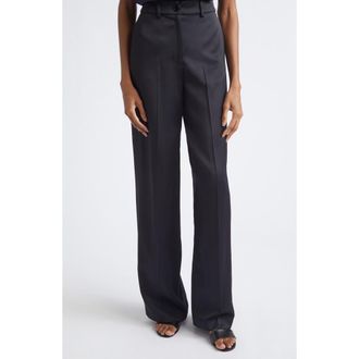 Emporio Armani Satin Wide Leg Trousers in Solid Black at Nordstrom, Size 52