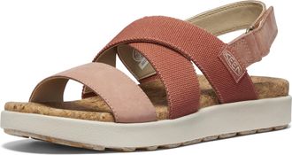 Keen Womens Elle Criss Cross Premium Comfortable Fashion Casual Wedge Sandals, Baked Clay/Cork, 8