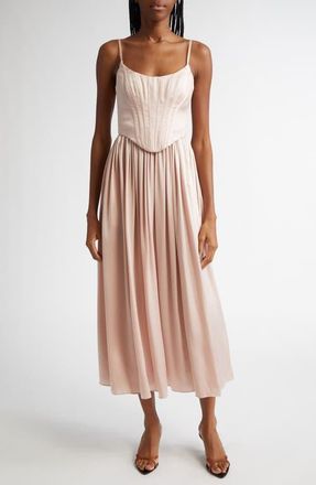 Zimmermann Silk Corset Midi Dress in Petal at Nordstrom, Size 4