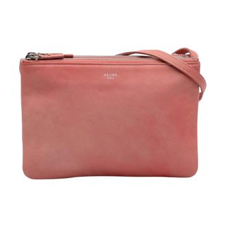Celine Pre-owned The Small Lambskin Trio Crossbody - Dames - Pre-owned - Roze - Maat: ONE Size Leer