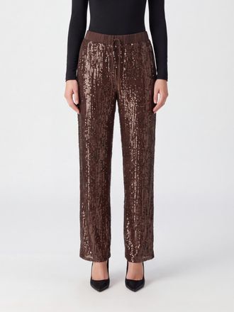 Parosh P. A.R. O.S. H. Sequin-Covered Straight Trousers with Drawstring Waist