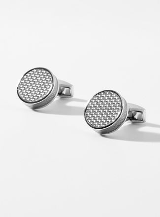 Tateossian Mens Round carbon cuff links