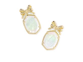 Kendra Scott Daphne Bow Drop Womens Earrings Earring Gold Iridescent Crystal Ivory Illusion, Brass
