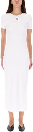 Marine Serre White Logo Round Neck Maxi Dress