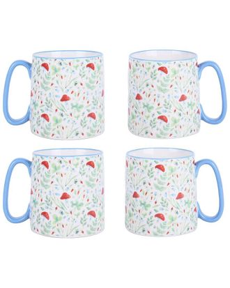 10 Strawberry Street Set of 4 Bella Spring Toadstool Mugs