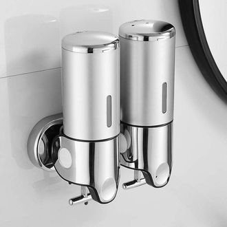 OEM 500ml X 2 Distributeur De Savon Mural, Distributeur De Savon &Agrave; Mains &Agrave; Double T&ecirc;te Distributeur Liquide Gel Douche Shampoo Pour Cuisine Salle De Bains