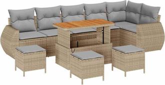 vidaXL Garden Sofa Set 10 pcs Beige and Light Grey Poly Rattan vidaXL