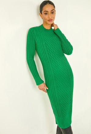 DUSK Cable Knit Midi Jumper Dress