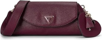Guess Bolena Flap Shoulder Bag Womens Handbags Wine, Polyurethane