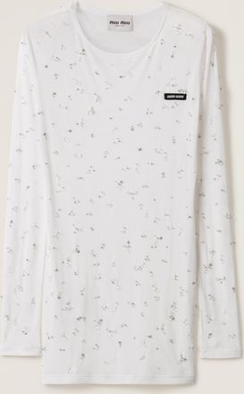 Miu Miu Embroidered ribbed knit jersey dress