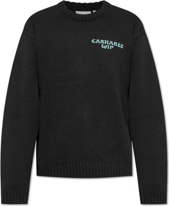 Carhartt Work in Progress Trui met logo - Heren - Ronde hals truien - Zwart - XL - Katoen - Truien & Vesten