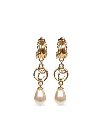 Chlo&eacute; ornamental-detail pearl-pendant earrings - Gold