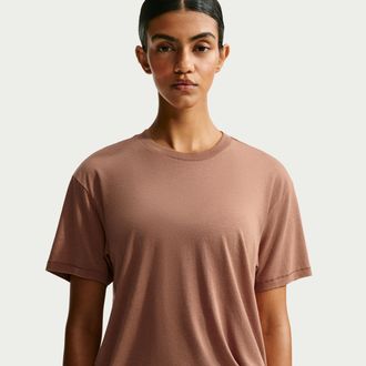 Nike Womens SKIMS Performance Cotton Blend Oversized Short-Sleeve Top in Brown | IW1149-263