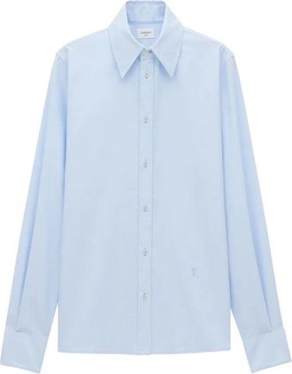 Saint Laurent Cassandre Oxford Shirt - Heren - Zakelijke Overhemden - Blauw - XL - Katoen - Overhemden