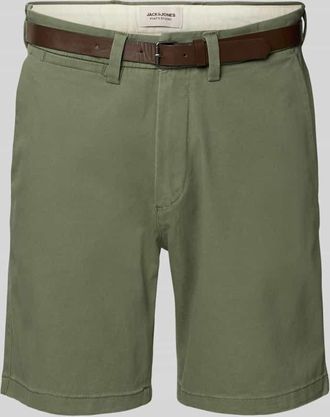 Jack & Jones Jack & Jones Straight Fit Shorts mit abnehmbarem G&uuml;rtel Modell Adam in Oliv, Gr&ouml;&szlig;e XXL