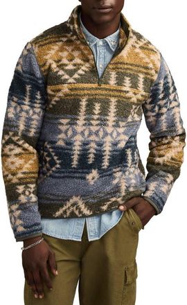 Lucky Brand Faux Shearling Quarter Zip Jacket in Blue Multi at Nordstrom, Size Xx-Large