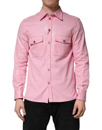 Dolce & Gabbana Pink Cotton Collared Men Button Down Mens Shirt (Pre-Owned)