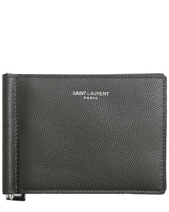Saint Laurent Black Leather Money Clip Bifold Wallet (Authentic Pre-Loved)