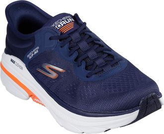 Skechers Mens Max Cushioning Arch Fit 2.0 Antilles Slip-On Sneakers, Navy and Orange Textile/Synthetic, 8 UK