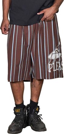 Pleasures Teleport Wide Stripe Drawstring Cotton Shorts in Brown at Nordstrom, Size X-Large