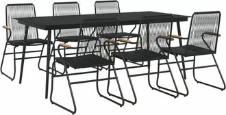 vidaXL 7 Piece Garden Dining Set Black pvc Rattan Vidaxl