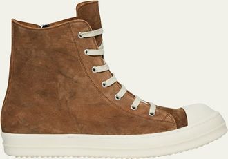 Rick Owens Temple Sumi Suede High-Top Sneakers