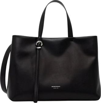 Emporio Armani Tassen, Dames, Zwart, ONE Size, Leer, Shopper Tote