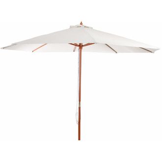Hhg [nunca Usado] Sombrilla Florida, Sombrilla De Jard&iacute;n Sombrilla De Mercado, &Oslash; 3,5m Poli&eacute;ster/madera 7kg, Crema