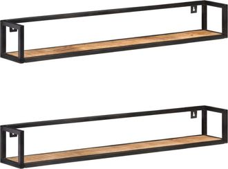 vidaXL Vidaxl - Estantes De Pared 2 Unidades 120 Cm Madera De Mango Rugosa